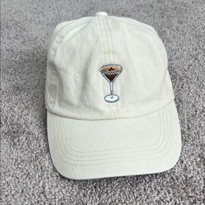 Trendy Cream Baseball Cap with minimalist illustration embroidered Drink Design